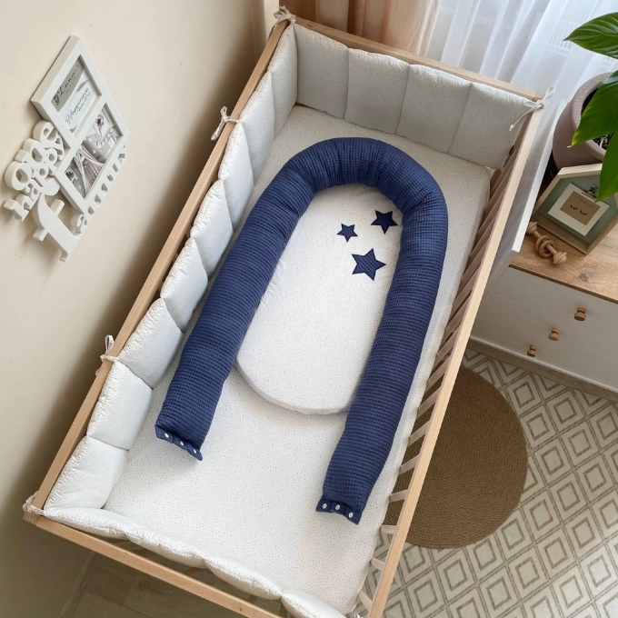 Protectie somn – Baby Nest Stars vafe albastru (3)